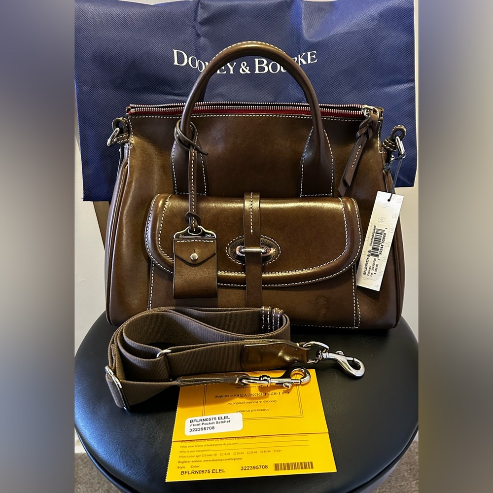 Dooney and Bourke Florentine Toscana Front Pocket Satchel NWT, Elephant color